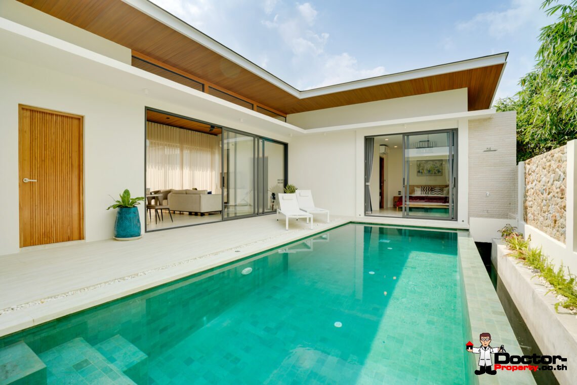 New 4 Bedroom Pool Villa with Partial Sea View in Bang Rak, Koh Samui – For Sale